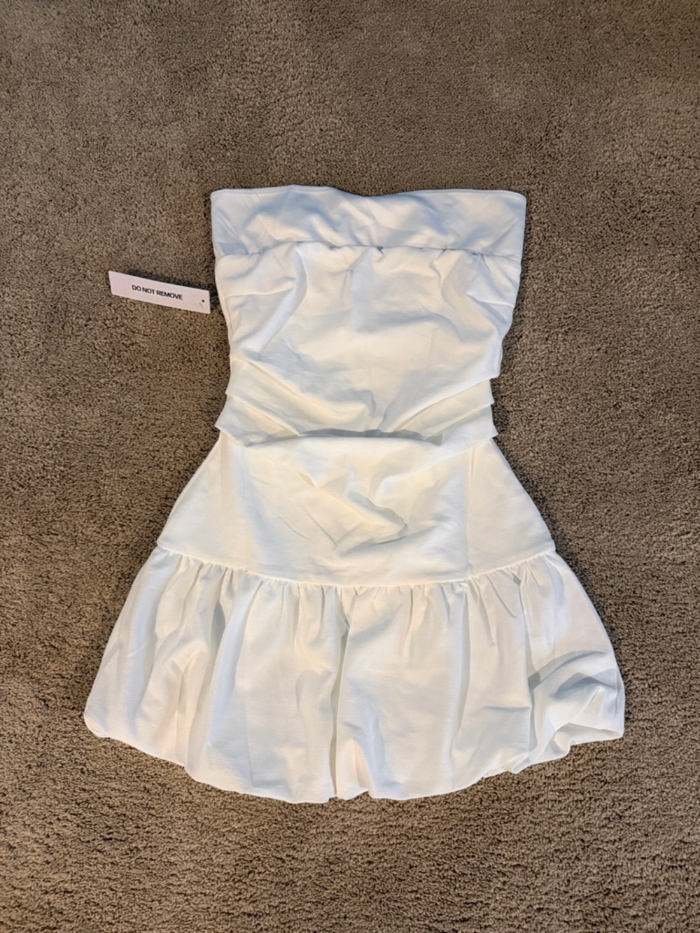 Princess Polly Strapless White Ruffle Hem Mini Dress